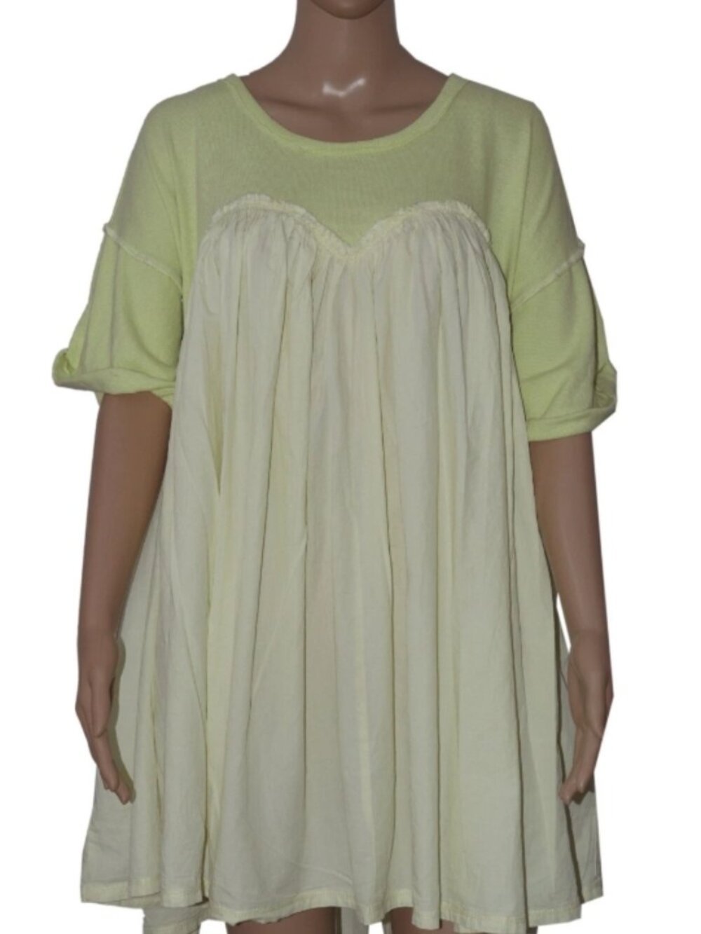 Free People Catalina Mini Dress Scoop Neck Cuffed Sleeves Babydoll M - Picture 3 of 6